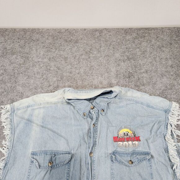 Arizona Bike Week Mens 2XL Motorcycle 2013 Distressed Denim Vest Cyclefest - Picture 12 of 15